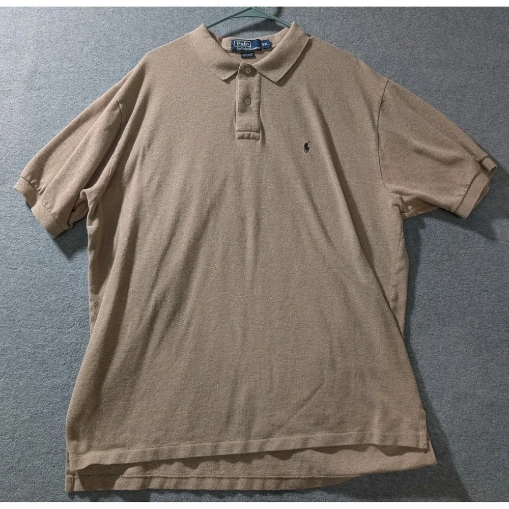 VTG Polo Ralph Lauren Polo Shirt‎ Mens XXL Beige Classic Pony Logo 90s Bolivia